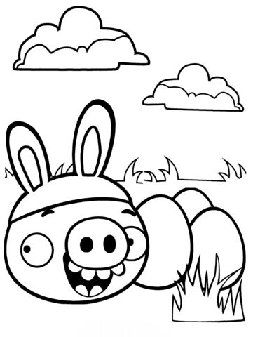 Minion Pig Stealing Easter Eggs Coloring Page